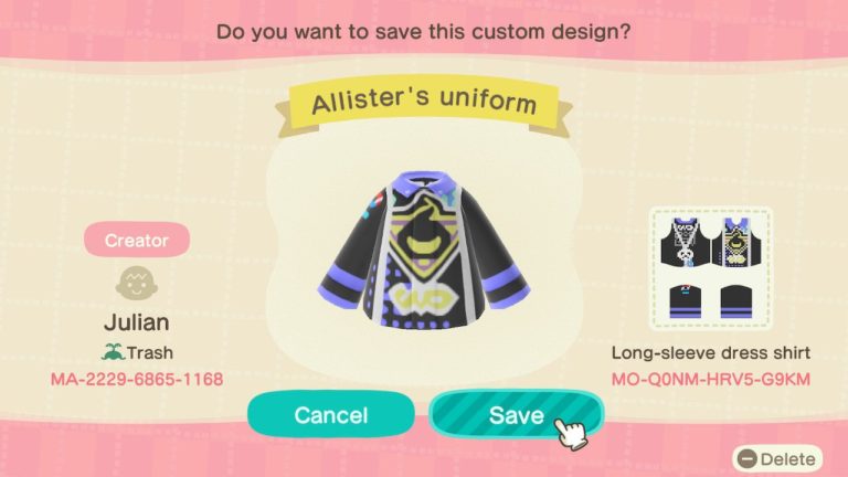 Allister’s uniform